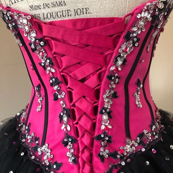 Ball Gown, Sequenced Satin Tulle, Pink & Black (size 9) - Picture 10 of 14